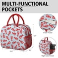 thumbnail image 6 of Lunch Bag Lunch Box for Women Reusable Insulated Lunch Bags,Water-Resistant Red Lobster Animal Pattern on Blue Stripes Cooler Lunch Tote Bag, Large Capacity for Work Travel Picnic, 6 of 6
