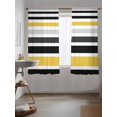 thumbnail image 3 of Yellow Black Stripe Curtains 72 Inch Length,Sheer Curtains for Bedroom Living Room Window Modern Abstract Art Coarse Striped Rod Pocket Drapes Kitchen Curtains Small Half Window 52"x72" 2 Panels, 3 of 6