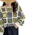thumbnail image 4 of Hollow Out Crochet Knit Loose Sweater Long Sleeve Tassels Hem Cover Up Pullover Crop Top for Womens, 4 of 9