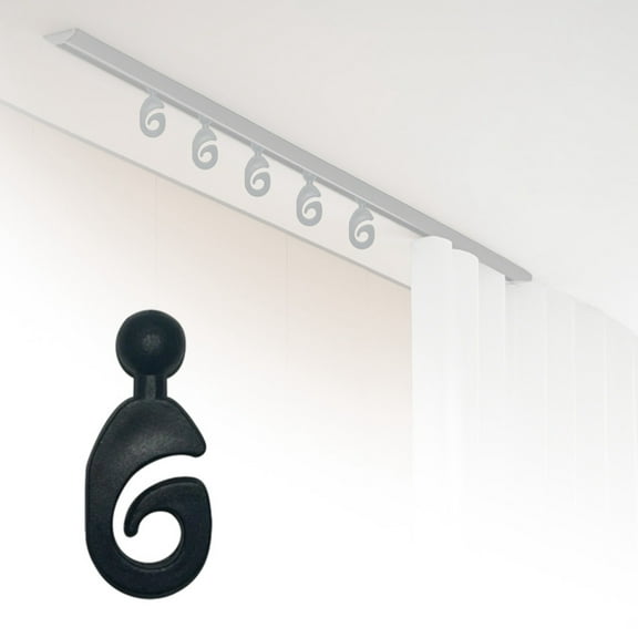 50pcs Black Curtain Hooks â Smooth Sliding Shower Curtain Rings, Rustproof Gazebo Hooks for Nets & Canopies â Ideal for Home, Hotel, and Outdoor Use