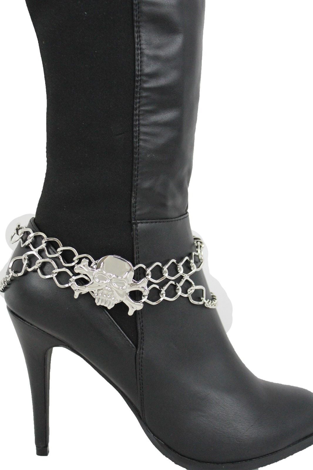rhinestone boot jewelry Dainty silver & rhinestone double strand boot bling