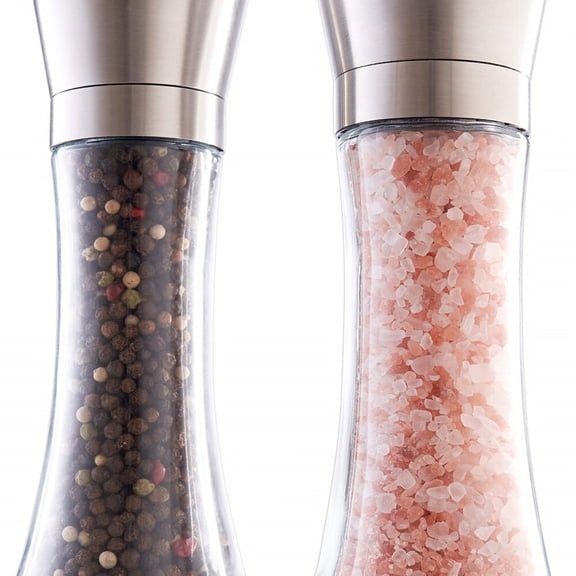 Gorgeous Salt And Pepper Grinder Set - Refillable Stainless Steel Combo Shakers With Adjustable Coarse Mills - Enjoy Your Favorite Spices,Fresh Ground Pepper,Himalayan Or Sea Salts