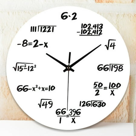 Masteelf Creative Mathematical Formula Wall Clock Quartz Clock Home Decor Teacher Gift for Classroom Home Office (White)