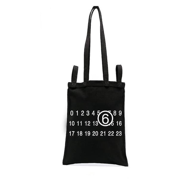 Canvas Bag Concise Style Canvas Bag Black Print Shoulder Bag Shopping Bag Tote Bag