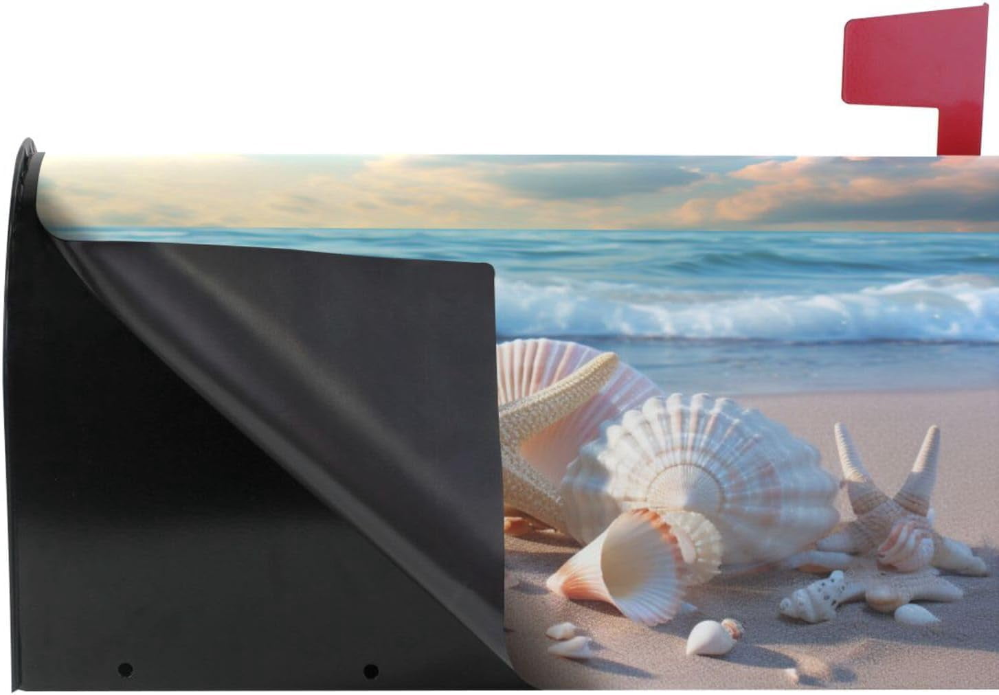 Seashell Starfish on Beach Summer Magnetic Mailbox Cover MailWraps Garden Yard Home Decor for Outside Oversized-25.5" x20.8"