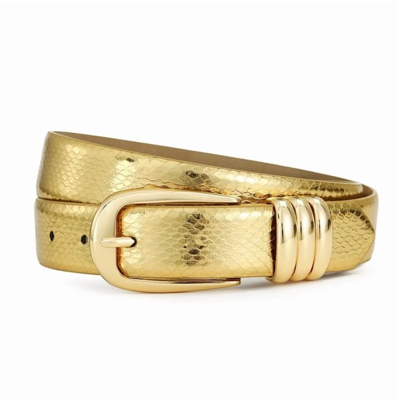 AI DEEBLUE Gold Belts for Women Stylish Leather Belt with Gold Buckle Elegant Dress Belt Women