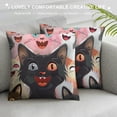 thumbnail image 3 of Throw Pillow Covers Polyester Pillow Case,Fashionable Decorative Square Pillowcases Covers for Couch Sofa Bed,Living Room Sofa,Farmhouse,Cartoon Cute Cats, 3 of 5