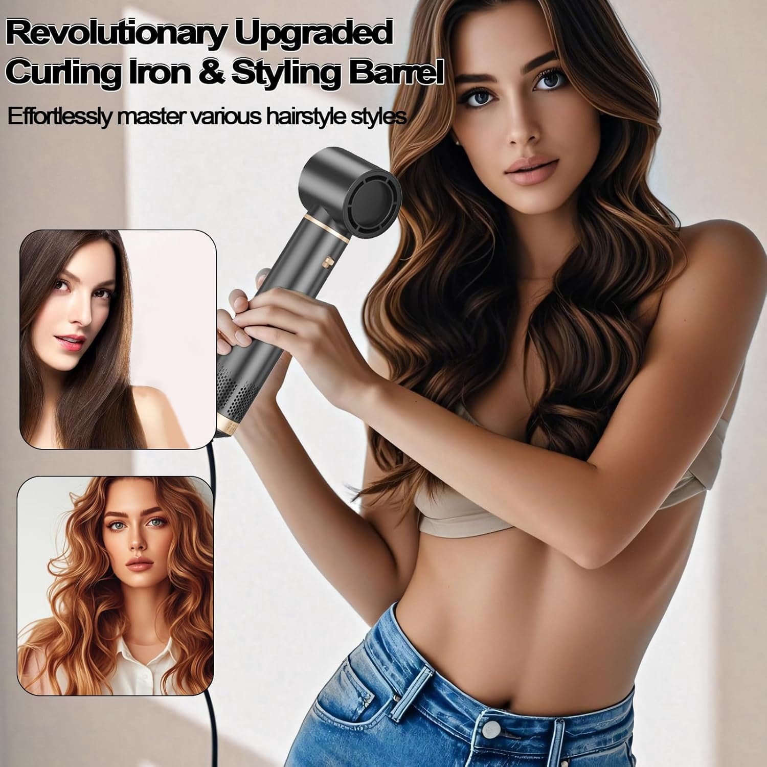 YSZZYSM Hair Dryer 5-in-1 Brush with Hot Air Curling & Negative Ion Technology - Versatile Styler for Drying, Curling, Straightening, and Volume Boosting