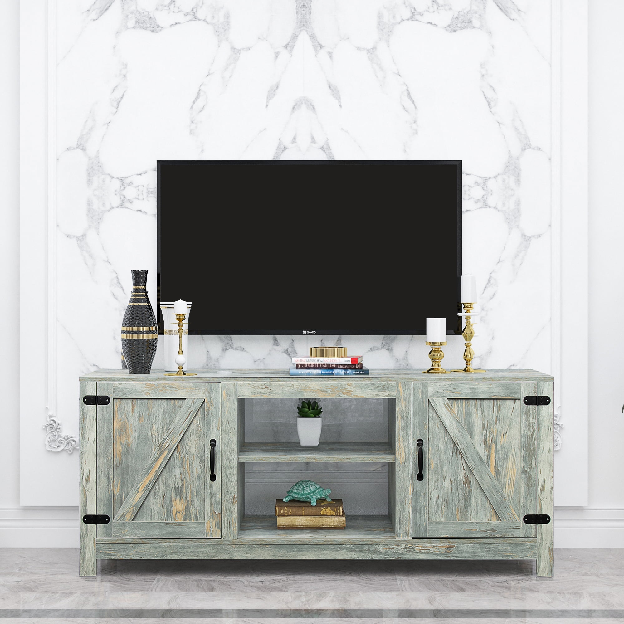 Buy BTMWAY Farmhouse TV Console Table, Wood TV Stand Entertainment