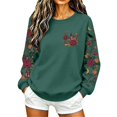 thumbnail image 7 of Women Halloween Floral Graphic Sweatshirt JIANLAI Crew Neck Long Sleeve Moon Rose Leaf Print Pullover Casual Autumn Fall Holiday Tops, 7 of 7