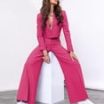 thumbnail image 4 of Meichang Women's 2 Piece Blazer Outfit Work Professional Solid Lapel Long Sleeve Slim Suit and Bell-bottom Pants Set, 4 of 7