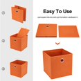 thumbnail image 5 of Contenedores de almacenamiento de cubos naranjas 11x11x11 Cajas de cubos de almacenamiento decorativos Organizador plegable Cestas de almacenamiento Cajones de tela Cajones Cubos plegables Insertos Al, 5 of 5