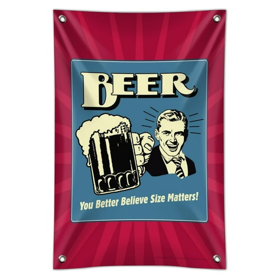 Beer You Better Believe Size Matters Funny Humor Retro Home Business Office Sign