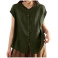 thumbnail image 3 of TaTaai Women's Sleeveless Top / Ruffled Round Neck Button-Down Cotton Linen Blend Blouse / Solid Color Summer Casual Shirt Gift, 3 of 5