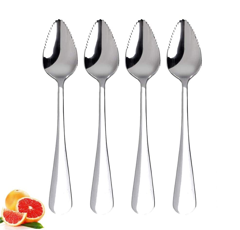 Grapefruit Spoon 2 Pieces 6.5 inch Stainless Steel Half Serrated Citrus Fruit Vintage Dessert Spoons Gift for Kitchen 