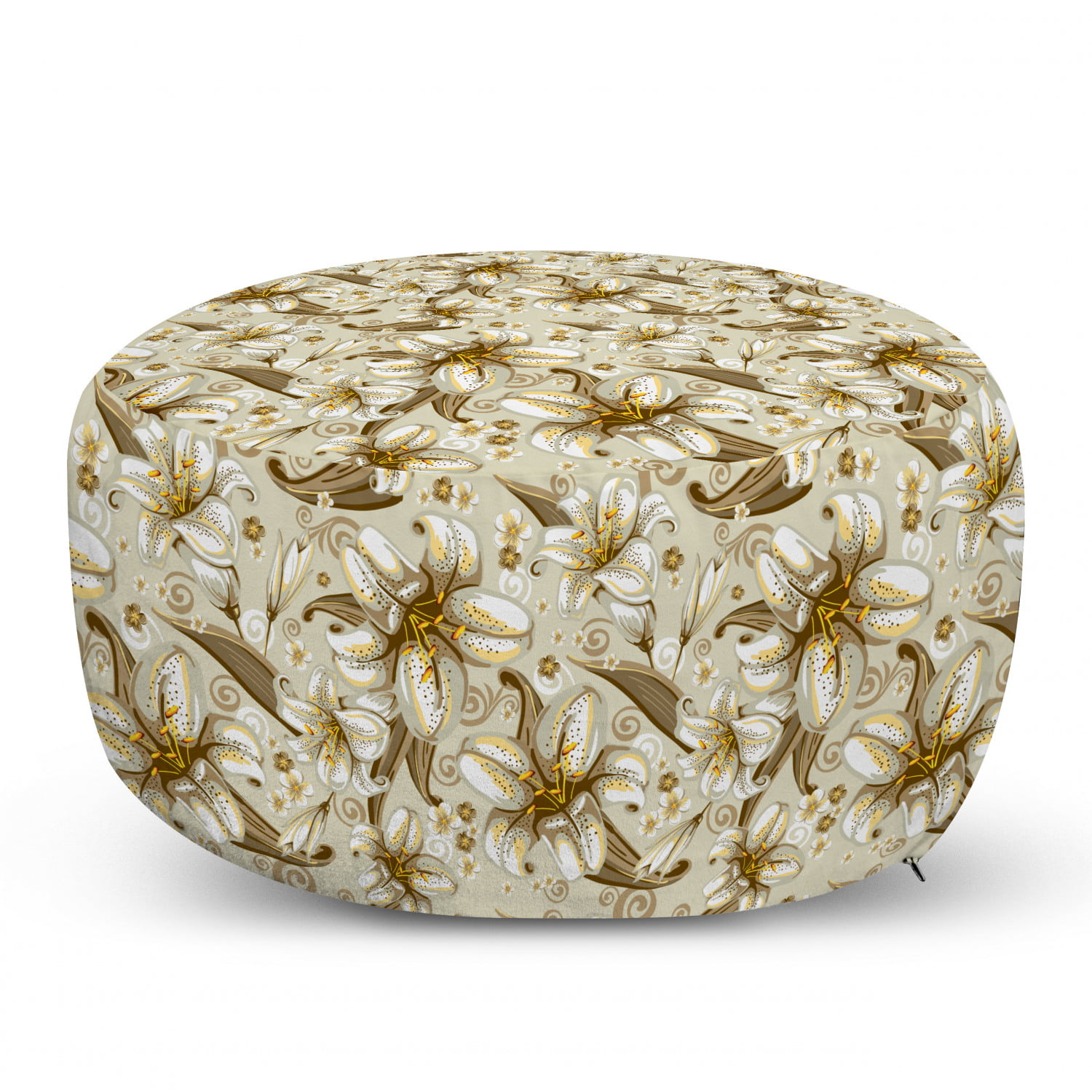 Abstract Floral Background Flourishing Nature Romantic Botanical Arrangement Indigo White Under Desk Foot Stool for Living Room Office Ottoman with Cover 25 Ambesonne Dandelion Rectangle Pouf