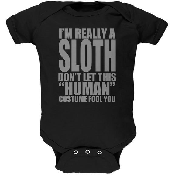 Halloween Human Sloth Costume Soft Baby One Piece Black 3-6 M
