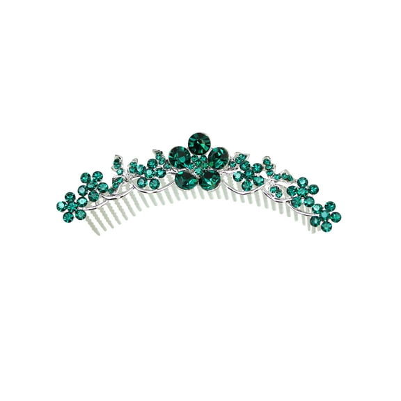 Faship GorgeousGreen Rhinestone Crystal Floral Hair Comb