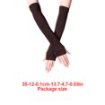 thumbnail image 4 of 1 Paire de Gants Sans Doigts pour Filles Style Simple Gants Confortables Tricotés Couvre-Bras pour Extérieur Café, 4 of 5