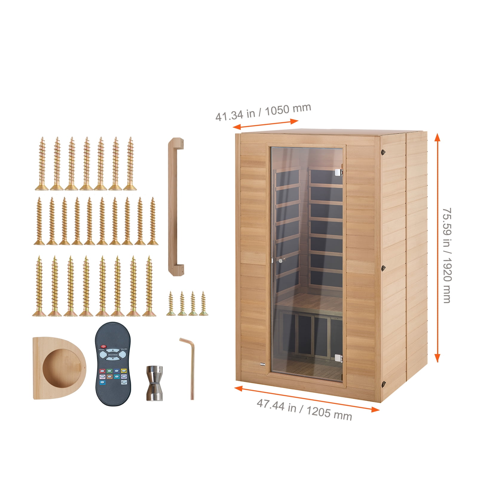 KFFKFF Infrared Sauna for Two, Home Spa Experience with Hemlock Construction, Features Low EMF, Clear Glass Door & Dual Bluetooth Speakers, 1800W for Indoor Relaxation