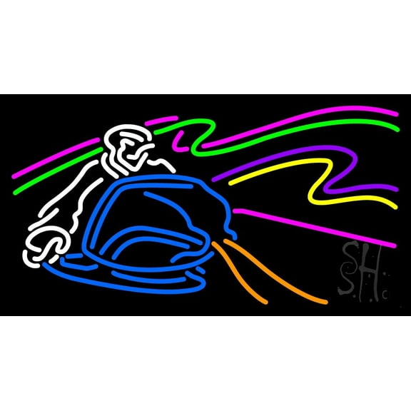 Man With Computer Logo LED Neon Sign 13 x 24 - inches, Clear Edge Cut Acrylic Backing, with Dimmer - Bright and Premium built indoor LED Neon Sign for Computer & Electronics store decor.