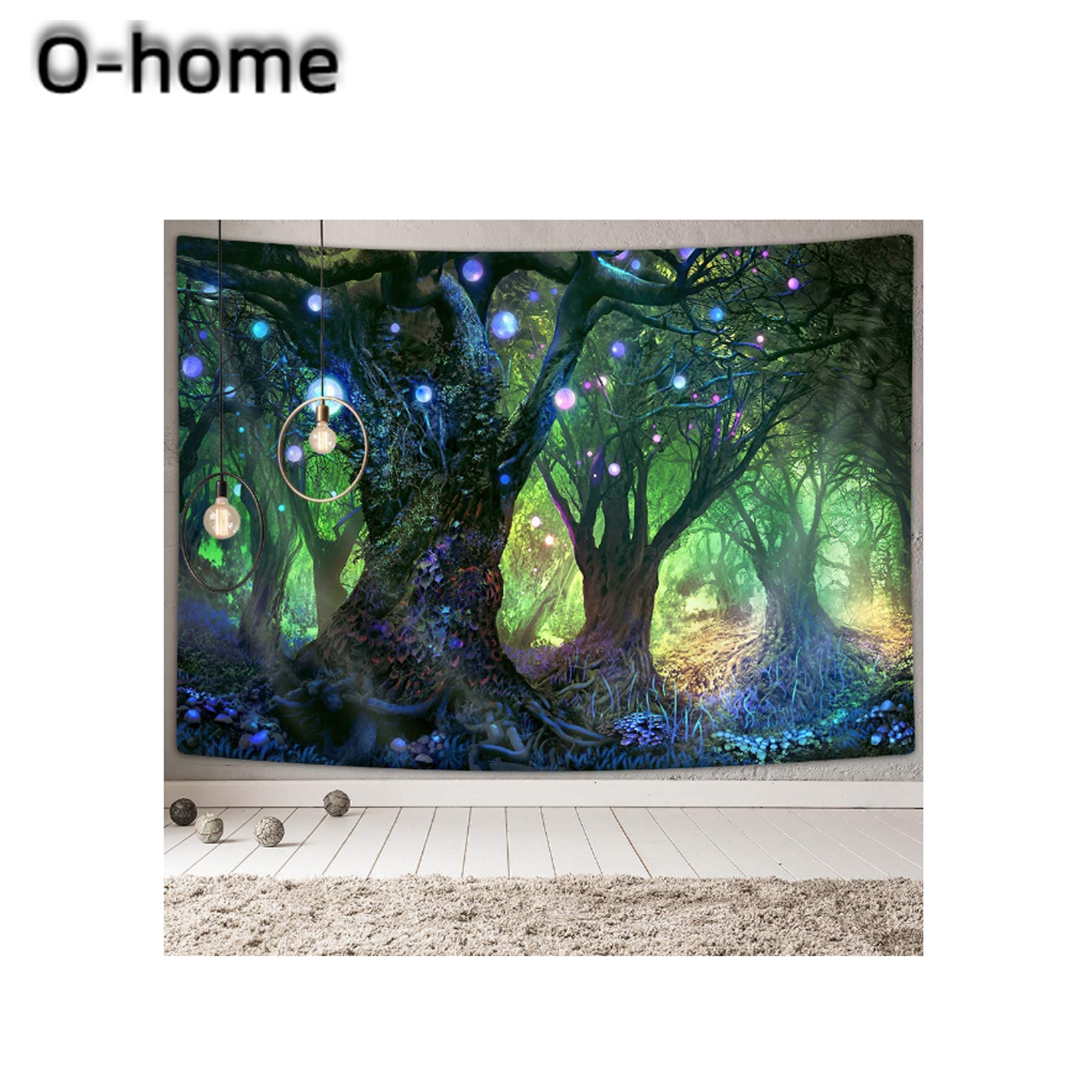 Magic Forest Tapestry Wall Hanging, Fairy Tale Wood Land Landscape