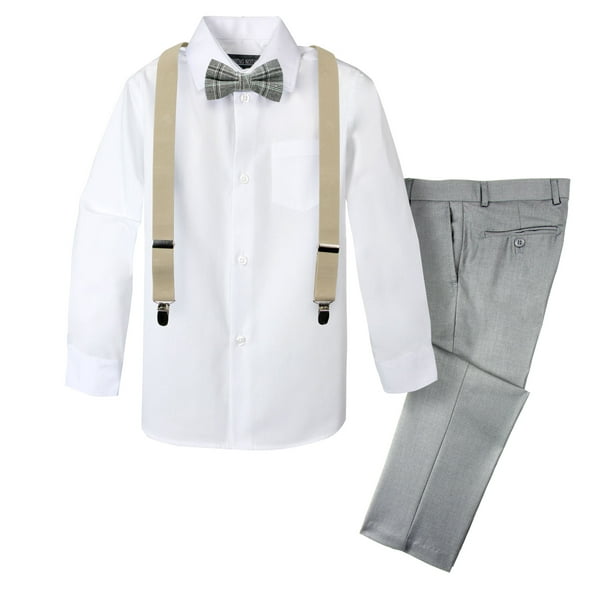 Spring Notion Boys' 4Piece Plaid Suspender Outfit