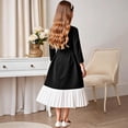 thumbnail image 5 of OGLCCG Girls Long Sleeve A-Line Dress Pleated Hem Bow Shoulder School Party Dress Summer Trendy Flowy Dress 7-12 Years, 5 of 5