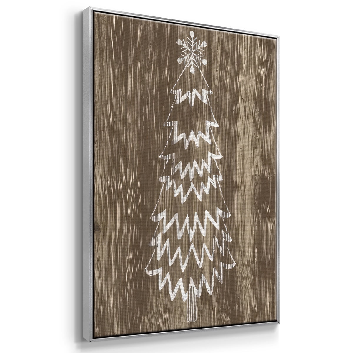 Barnwood Wonderland VIII - Framed Gallery Wrapped Holiday Canvas - 17 x 25 - Silver Frame