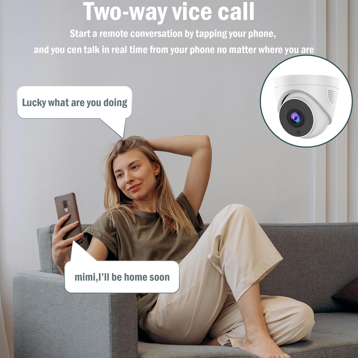 BFVV 360° Wireless Nanny Cam - Two-Way Audio & Video Recording, IP66 Weatherproof, 360° Panorama + Time-Lapse Night Vision, Indoor/Outdoor HD Home Security Camera w/ Color Night Vision