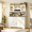 White, variant on Frmobepts 68" Tall Kitchen Pantry Cabinet with LED Light & Charging Station, Modern Kitchen Hutch with Microwave Stand and Wine Racks, Large Food Pantry Storage Cabinet with Glass Doors, Black