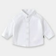 thumbnail image 2 of Tfken Children Boys Blouse School Uniform Solid Color Long Sleeve Tops Collared Daily Wear White Button-Up Shirts Size 6-7 Years, 2 of 3