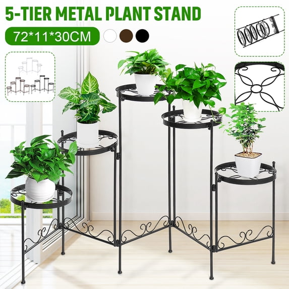 Vintage Metal Flower Pot Holder Stable Plant Stand Rack Display Garden Decor Shelf for Balcony Patio Yard Outdoor Indoor