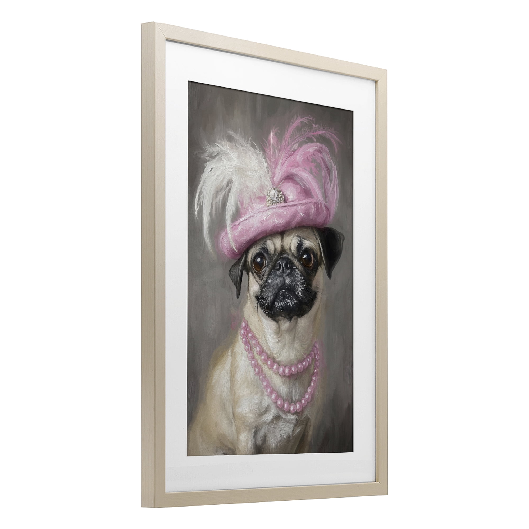 Stupell Industries Lady Pug Portrait Birch Framed Print Under Glass, design by Tina LeCour