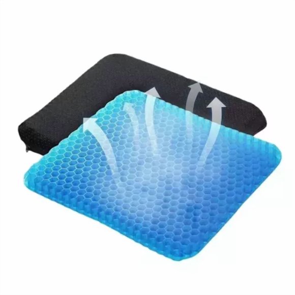 Blue Double-Layer Thickened Honeycomb Gel Cushion with Removable Washable Cloth Cover - 40x35x3cm Breathable Pressure-Relief Seat Pad for Office, Wheelchair, Home & Cinema - Lightweight 460g Elastic