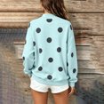 thumbnail image 4 of thefmos Women's Mock Neck Fleece Polka Dot Pullover Sweatshirt Ribbed Cuffs Long Sleeve Casual Cozy Top Fashion Fall Winter Outfit, Green L, 4 of 5