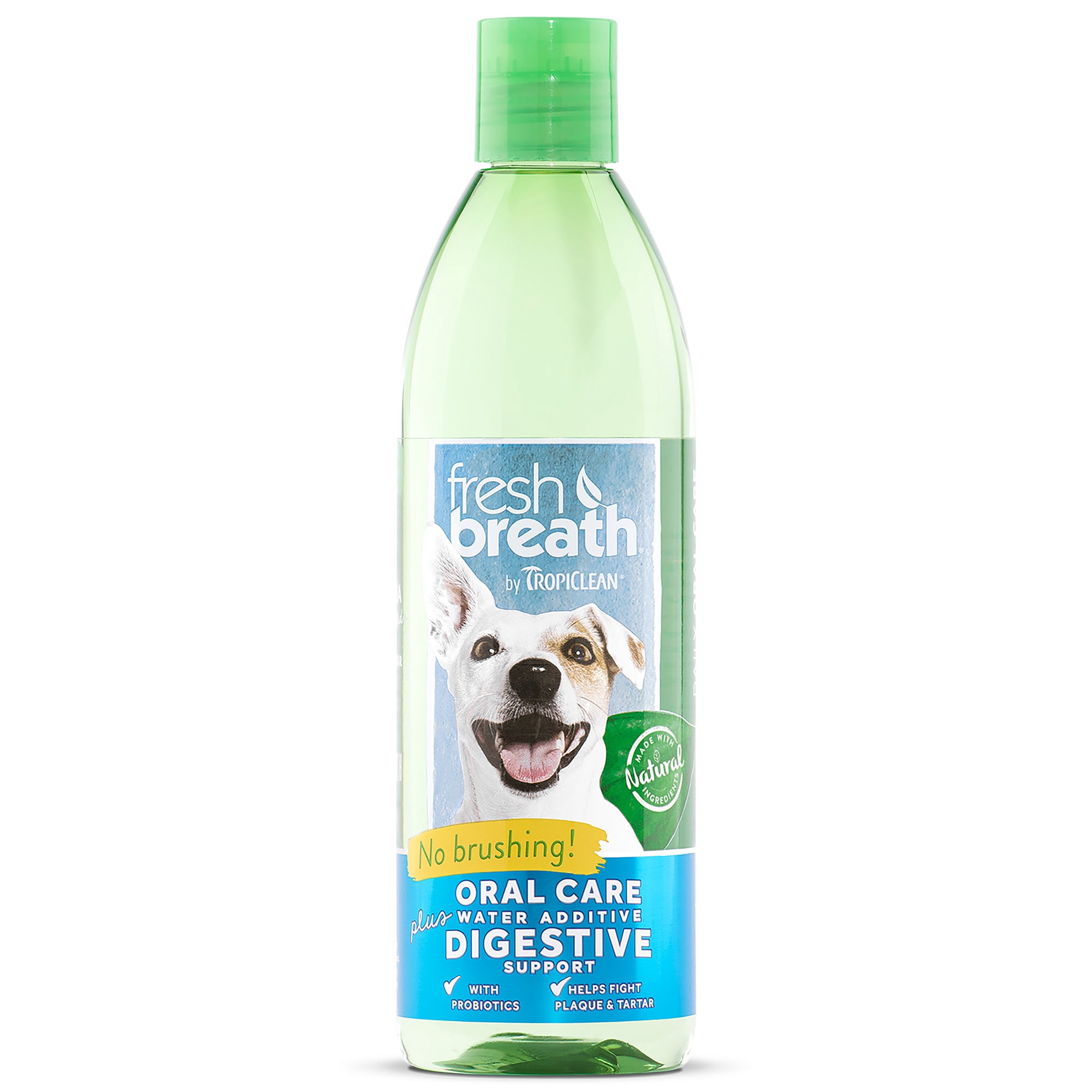 TropiClean Fresh Breath Oral Care Water Additive Pl Digestive Support for Dogs, 16 oz