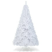 Topbuy White Unlit Full Christmas Tree, with Metal Stand Anti-Scratching Cover 7'