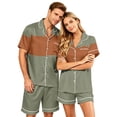 thumbnail image 2 of Men's Pajama Sets Button Up Pajamas for Women Matching Pj Set Women Plaid Button Down Soft Cooling Sleepwear with Pockets Women Men Short Sleeve Matching Pajamas Set for Couples Lounge 2Pcs, M, 2 of 5