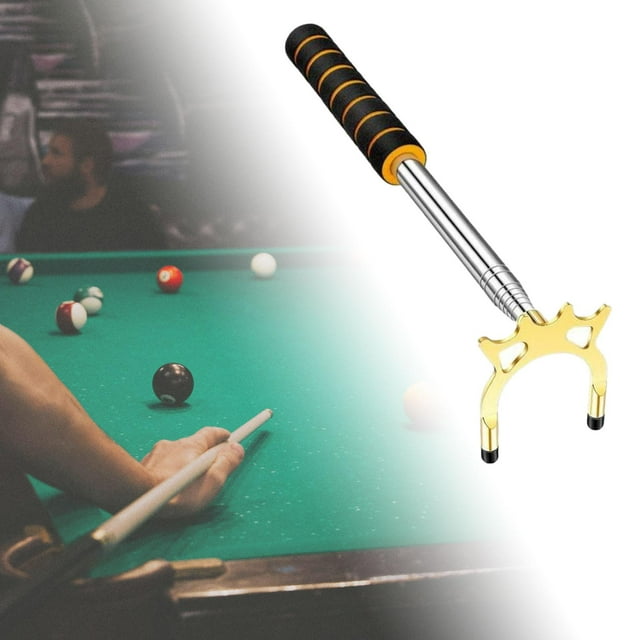 Colaxi Billiards Cue Stick Bridge Snooker Cue Rest, Holder Retractable with Bridge Head Billiards Rod Stick Rack for Game Pool Table Gold High Head