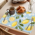 thumbnail image 3 of Placemat Set of 6 Yellow Lemon White Flowers Placemats for Dining Table Blue Background Washable Table Mats for Kitchen and Party Decor Indoor & Outdoor Use, 3 of 8