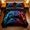 Neon Game Controller, variant on Flymme Girls Comforter Set Queen Size,3 Piece Bed in a Bag Queen Purple Pink Bedding Set with Pillowcases ,Soft and Breathable Bed Set for Bedroom Decor