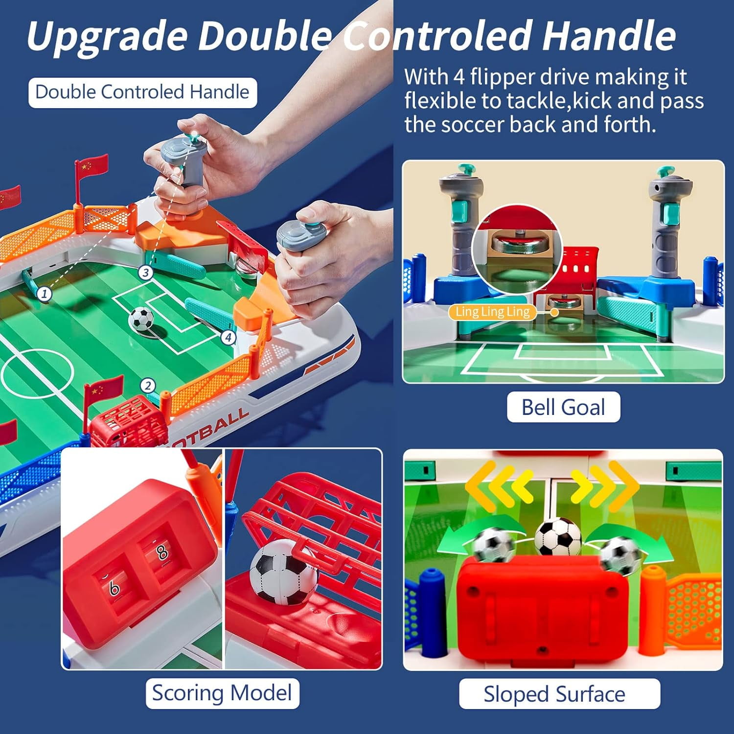 LINXUXIE Mini Soccer Table Game Set, Football Games Board for Indoor & Outdoor, Birthday Gifts for 3-5 5-8 8-12 Year Old