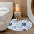 thumbnail image 2 of Round Rugs 4Ft, Blue Pink Floral Round Area Rug Washable Indoor Throw Carpet, Farmhouse Vintage Botanical Soft Non Slip Circle Rug for Kitchen Nursery Room Home Decor Aesthetic, 2 of 8