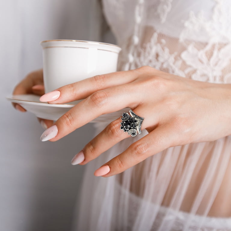 Anillos De Pareja Ajustables - Plata, Con Incrustaciones De CZ, Regalo Para Bodas, San Valentín O Navidad
