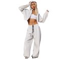thumbnail image 2 of AOOCHASLIY Women Suits Women's Fashion Suit Long Sleeve Color Round Neck Sweatsuit, 2 of 5