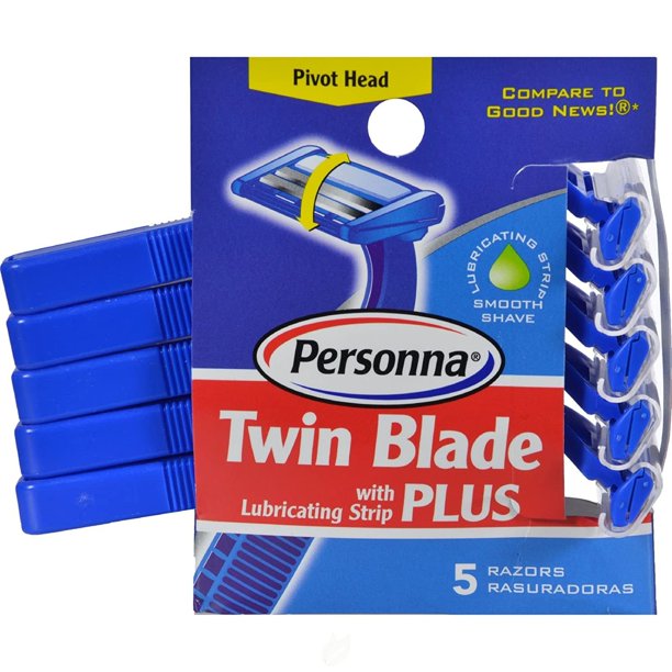 Personna Disposable Razors with Lubricating Strip Twin Blade Plus, Pack of 2