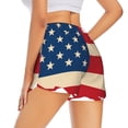 thumbnail image 2 of Uemuo American Flag Map Pattern Women's Athletic Shorts High Waisted Running Shorts with Liner Pockets Gym Elastic Workout Shorts-X-Large, 2 of 9