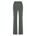 thumbnail image 6 of Lenpel Women's Cargo Pants High Waisted Pull on Ribbed Flare Leggings Bootcut Casual Trousers with Pockets, 6 of 6