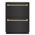 thumbnail image 2 of ZLINE Autograph Edition 24 in. Touchstone 168 Can Outdoor-Rated Dual Refrigerator Drawer with Black Stainless Steel Doors and Champagne Bronze Handles (RDSOZ-BS-24-CB), 2 of 2